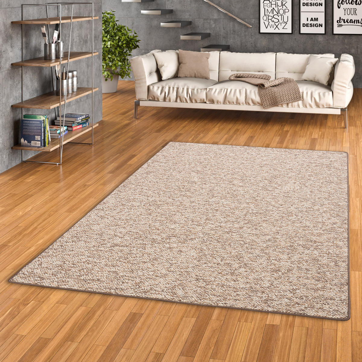 LUXUS WOLL-OPTIK BERBER JUNA MELIERT - Braun, Textil (133/133cm) - Snapstyle