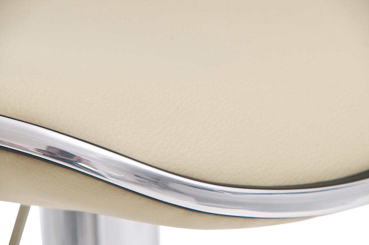 BARHOCKER 2er Set Lederlook Creme - Chromfarben/Creme, Textil/Metall (45/71/45cm) - CLP