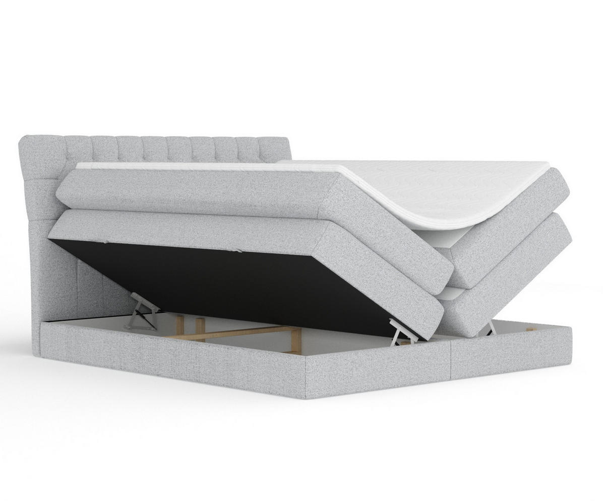 BOXSPRINGBETT Seraphine Hellgrau 140/200 cm - Hellgrau/Schwarz, Holz/Holzwerkstoff (140/200cm) - Maison de Reve