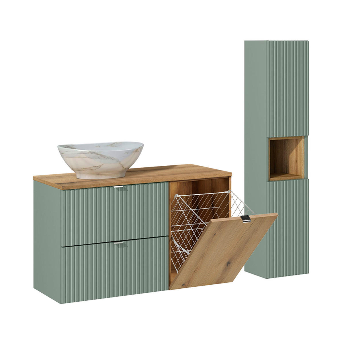 BADMÖBEL 100.4cm Jade 2er-Set Grün - Grün, Holzwerkstoff (100.4/59.5/40cm) - Petits-meubles