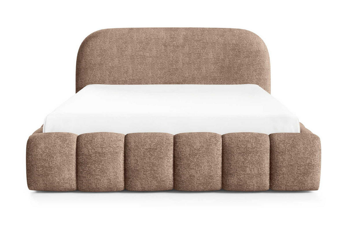 POLSTERBETT 200x200 Noemi, runde Kopfteil, Bettkasten, Samtstoff, Braun - Braun, Holz/Textil (200/200cm) - Emporius