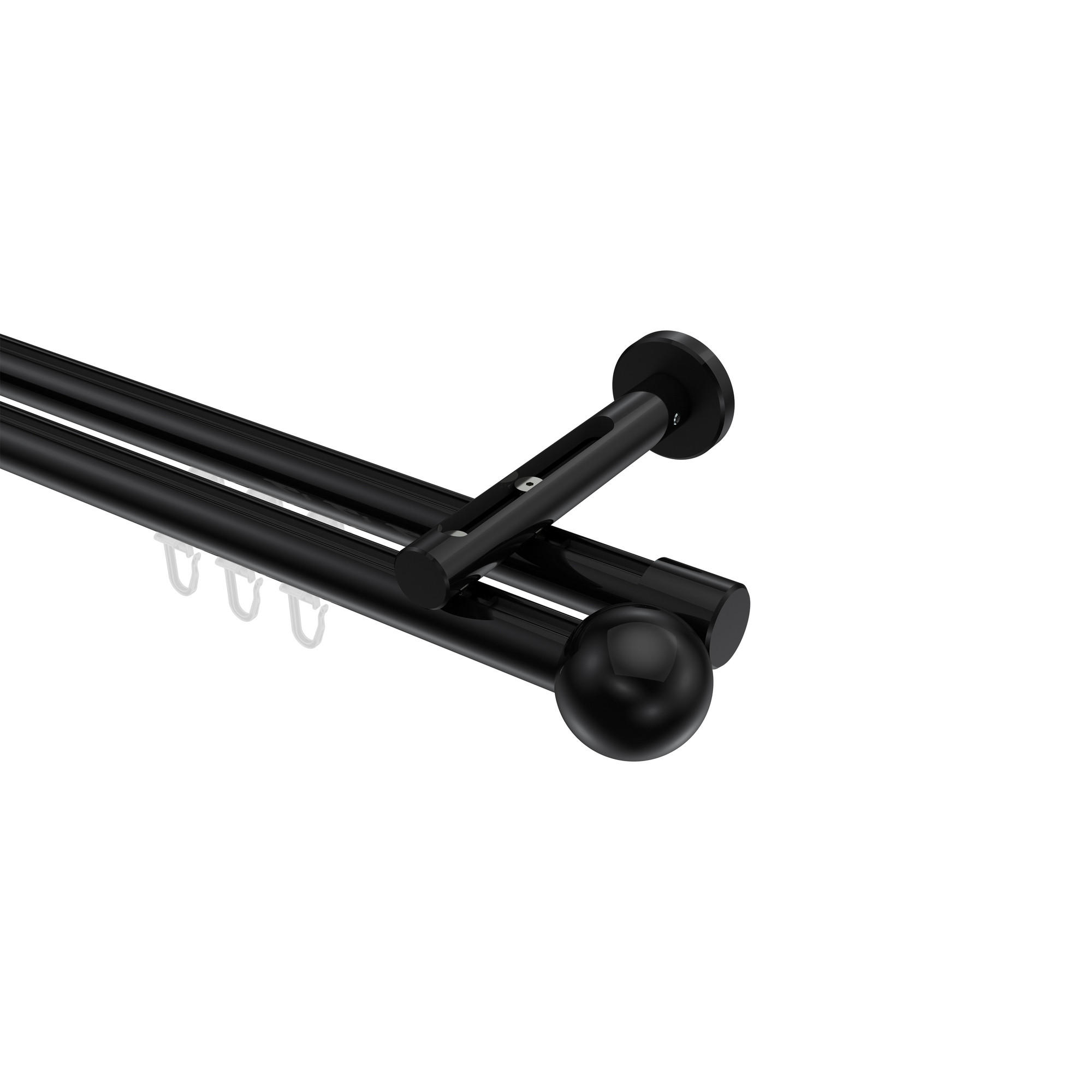 INNENLAUF-GARDINENSTANGEN-SET Siteno Luino 180 cm, 2-läufig, 20 mm Ø Schwarz - Schwarz, Metall (180cm) - INTERDECO