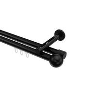 INNENLAUF-GARDINENSTANGEN-SET Siteno Luino 180 cm, 2-läufig, 20 mm Ø Schwarz - Schwarz, Metall (180cm) - INTERDECO