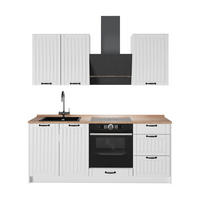 SINGLEKÜCHE Fame-Line, Weiß Landhaus/Weiß, 190 cm, AP Eiche - Weiß, Holzwerkstoff (190/206.8/60cm) - Vicco