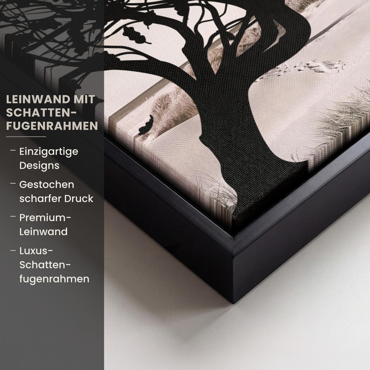 LEINWAND Bilder mit Rahmen - Strand - Meer - Menschen - Baum - Moderne Kunst - 30x40 - Hellgrau, Textil (30/40cm) - MuchoWow