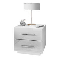 NACHTTISCH LINA LUX mit Hochglanzplatte, LED, Chromgriffe - Weiß, Holzwerkstoff (45/48/39cm) - Lookway