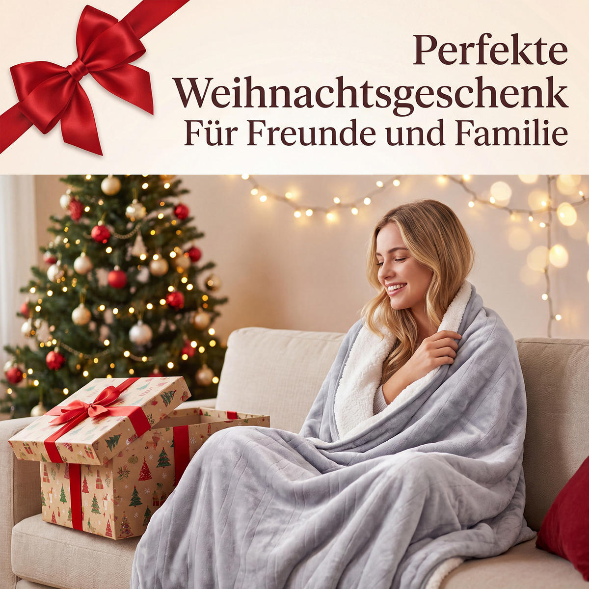 HEIZDECKE Myvlon 200/180 cm - Hellgrau/Weiß, Textil (180/200cm) - ZMH
