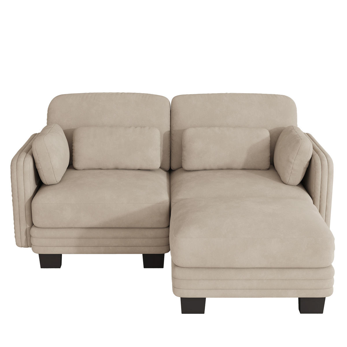 ECKSOFA 2-Sitzer L-Form mit Ottomane, DE-42686, Hellbraun - Hellbraun, Holz (176/143cm) - ComfortXL