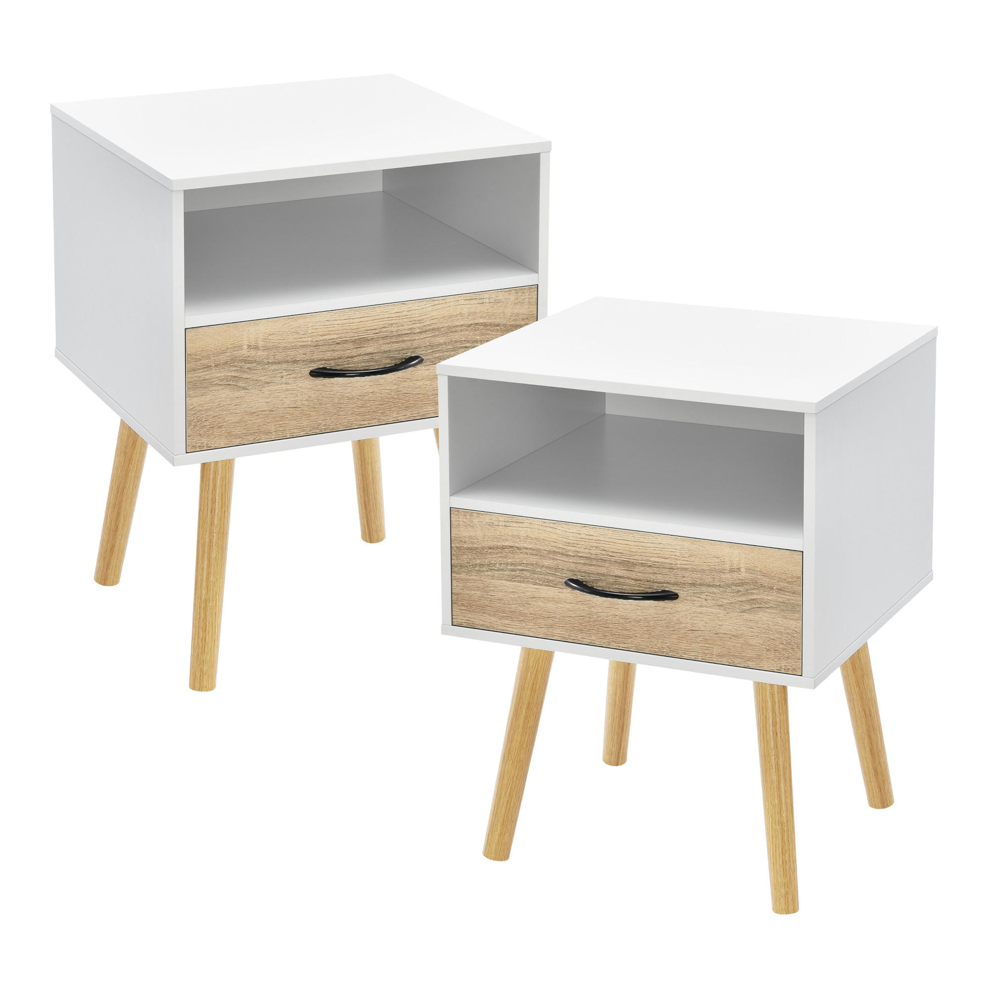 BEISTELLTISCH-SET 2 TLG. Gävle - Eichefarben/Naturfarben, Holz/Holzwerkstoff (40/42/57cm) - [en.casa]