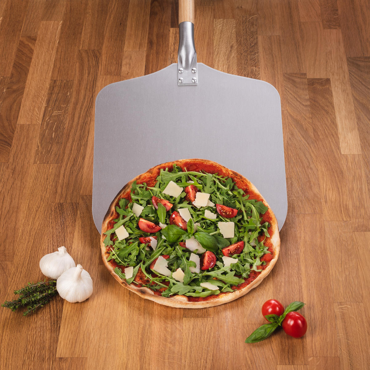 PIZZASCHIEBER Soeren 61 cm, kurz - Edelstahlfarben, Holz/Metall (30.5/1/30.5cm) - Blumtal