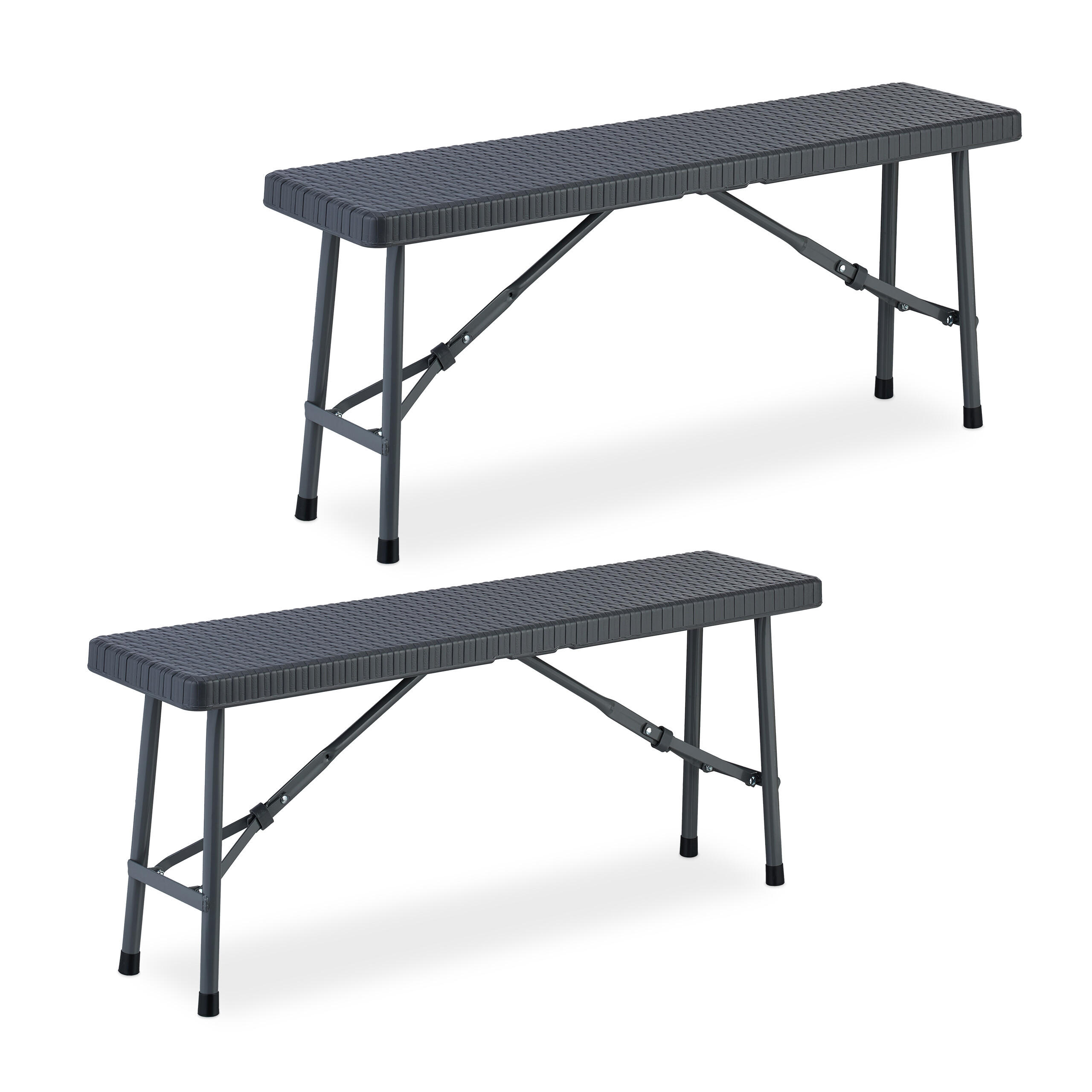 2XBIERBANK - Grau, Kunststoff/Metall - Relaxdays
