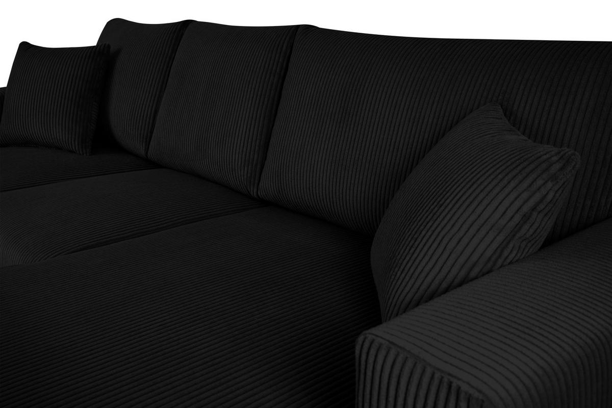 ECKSCHLAFSOFA EGRET Links mit Bettkasten, Cord-Stoff, schwarz - Schwarz, Textil (234/90cm) - KONSIMO®