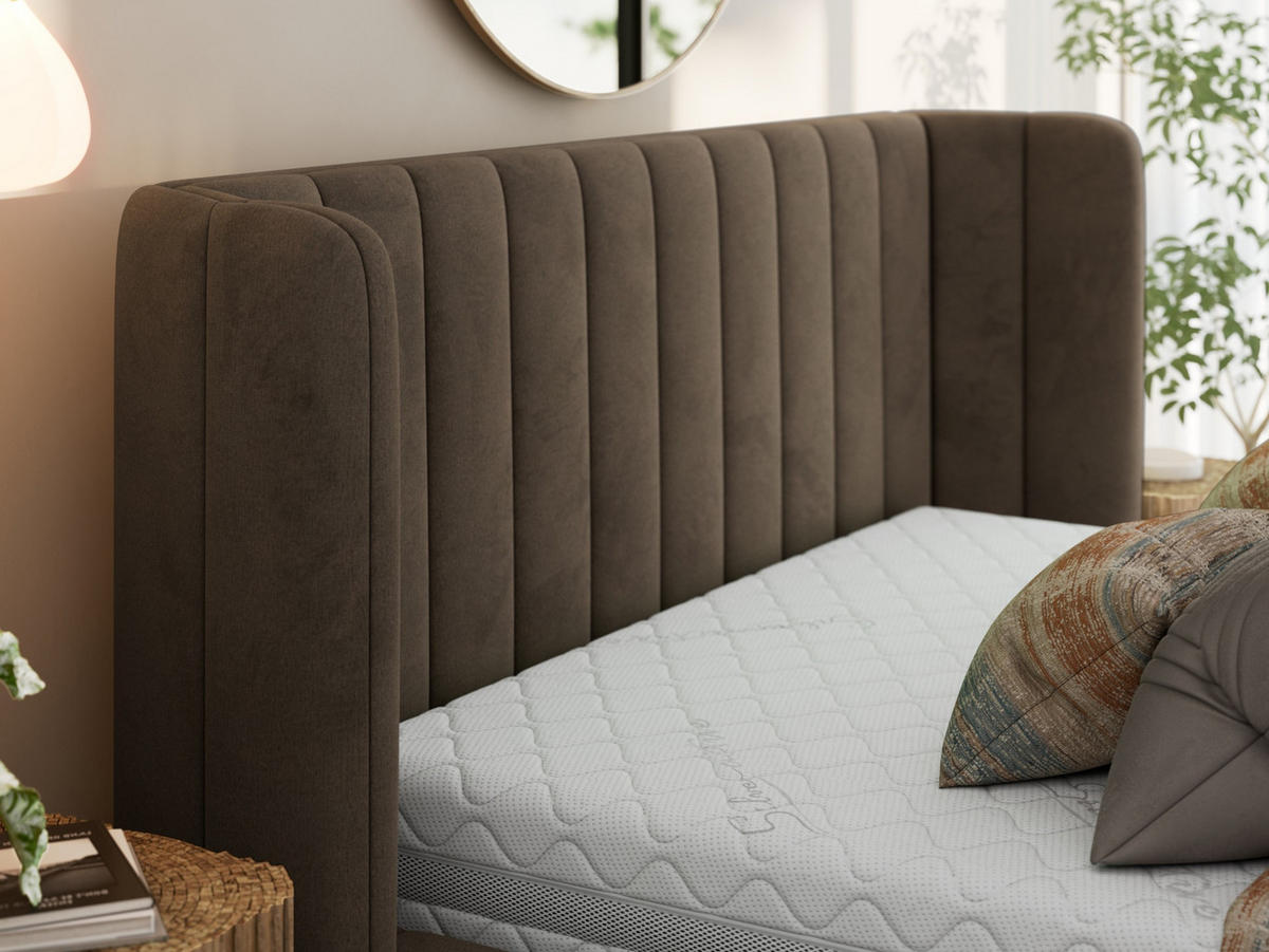 POLSTERBETT GOLETTA CLASSIC 180/200 - Braun Velvet - Schaum-Matratze - Braun, Textil (180/200cm) - MKS
