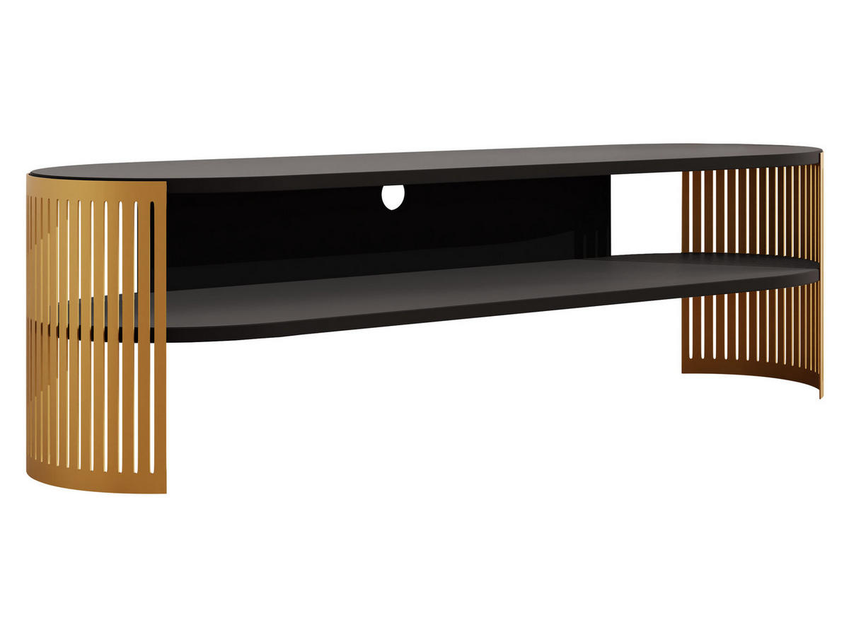 TV-LOWBOARD Fikoli Oval Gold - Goldfarben/Schwarz, Holzwerkstoff/Metall (140/40/40cm) - MIRJAN24