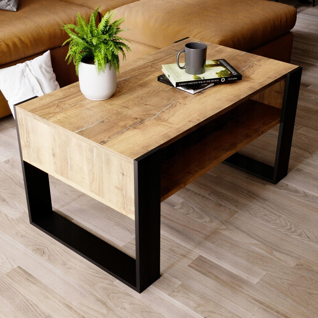 COUCHTISCH Karo92 92/45/53,6 - Nussbaumfarben/Schwarz, Holzwerkstoff (54/92/45cm) - RAUMHIRSCH FURNITURE
