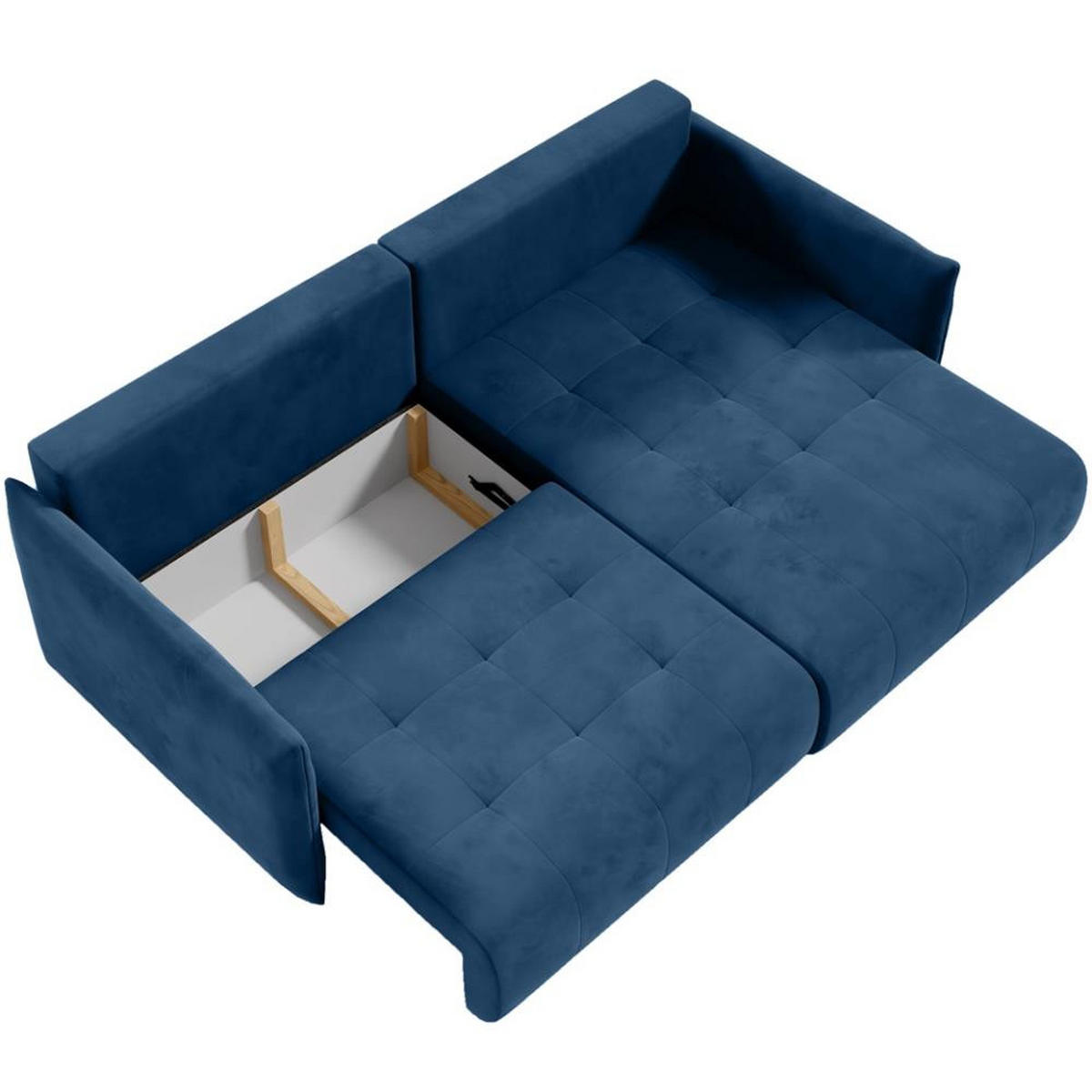 ECKSCHLAFSOFA Henry Mini blau rechts - Blau/Schwarz, Kunststoff/Textil (221/153cm) - Beautysofa
