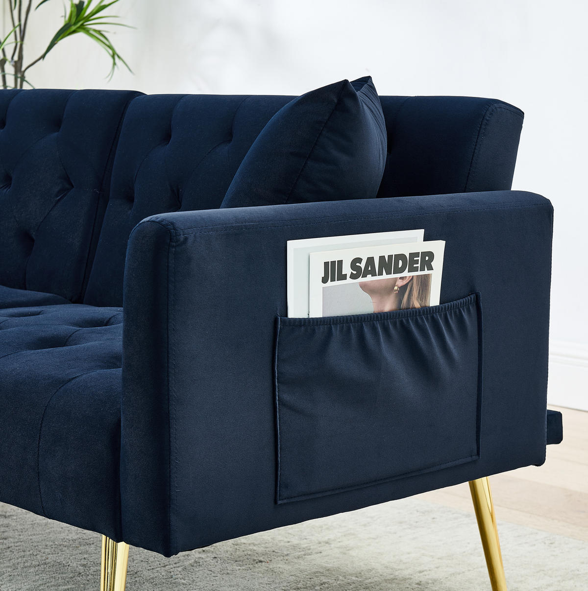 SOFA 2-Sitzer mit 3-fach verstellbarer Rückenlehne Blau Samt - Blau, Holzwerkstoff (177/74/78cm) - Meubliv