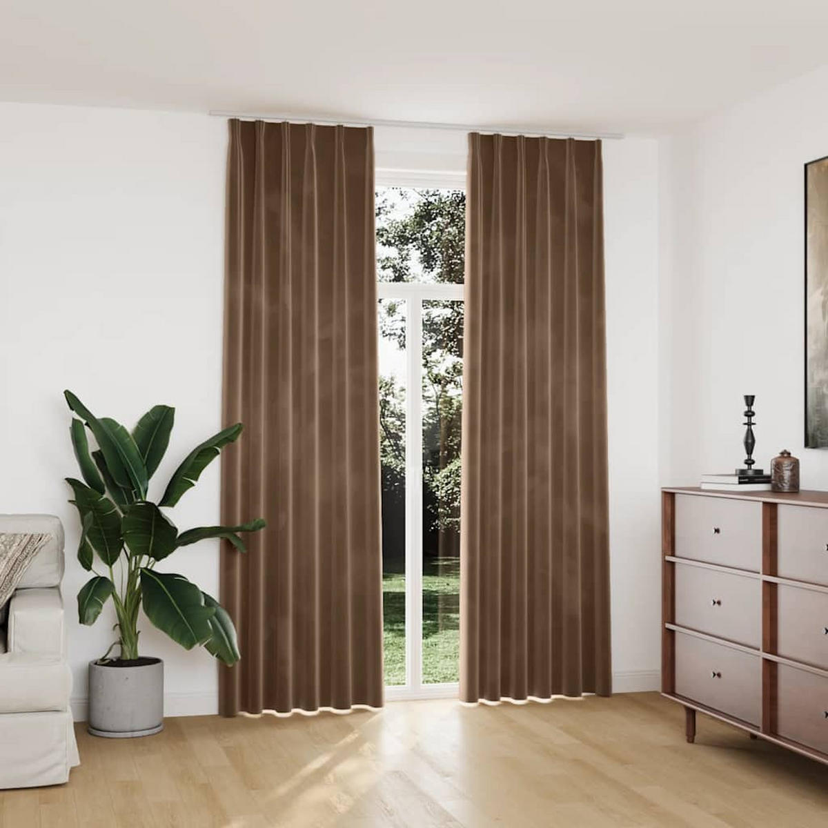 VERDUNKELUNGSVORHÄNGE Mit Haken 2 Stk. Samt Beige 140/245 Cm - Beige, Textil (140/245/245cm) - vidaXL