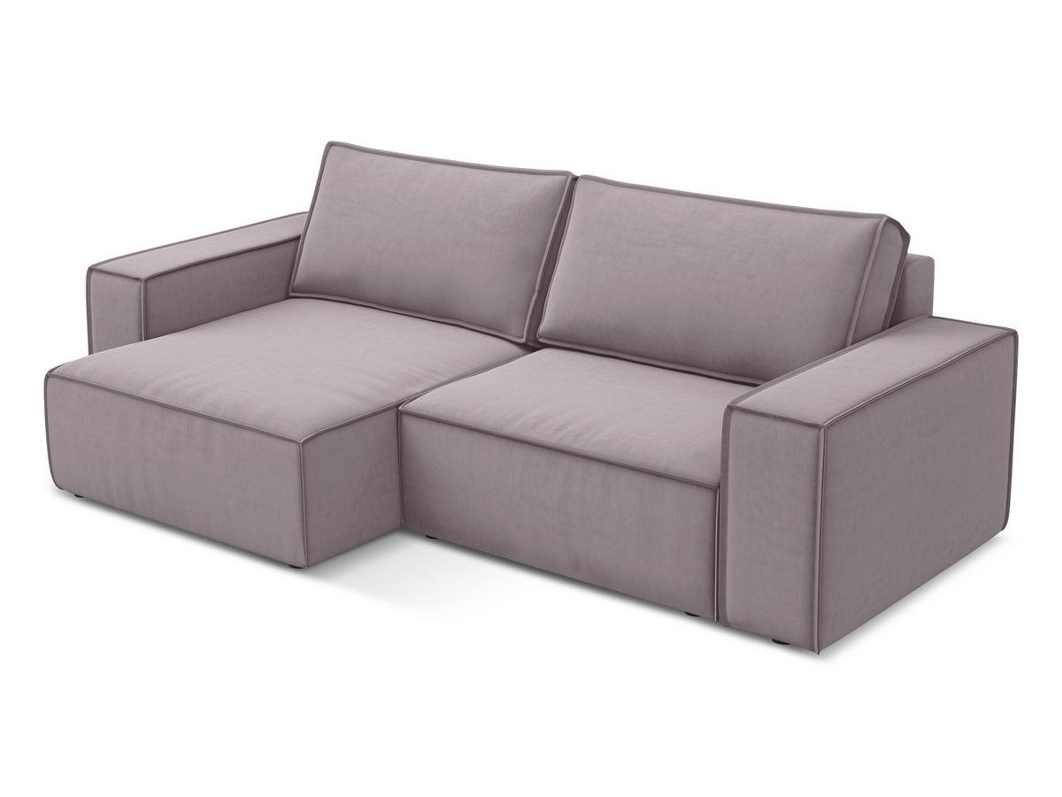 ECKSOFA mit Schlaffunktion Samt Stoff Violett - Lila/Flieder, Kunststoff/Textil (148/257cm) - Makamii