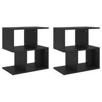 NACHTTISCH 2-teilig mit offenen Fächern 50/30/51,5 cm aus Holzwerkstoff in Schwarz - Schwarz, Holz (50/51.5/30cm) - vidaXL