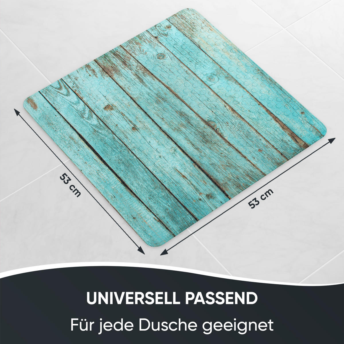 BADEMATTE Lumber - Türkis, Kunststoff (53/53cm) - Sanilo