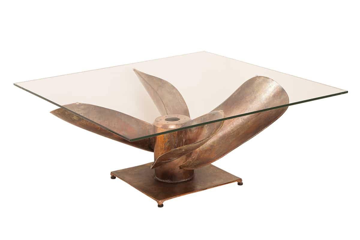 COUCHTISCH OCEAN rechteckig Kupfer|Transparent 85cm - Transparent/Kupferfarben, Glas/Metall (85/85/37cm) - riess-ambiente