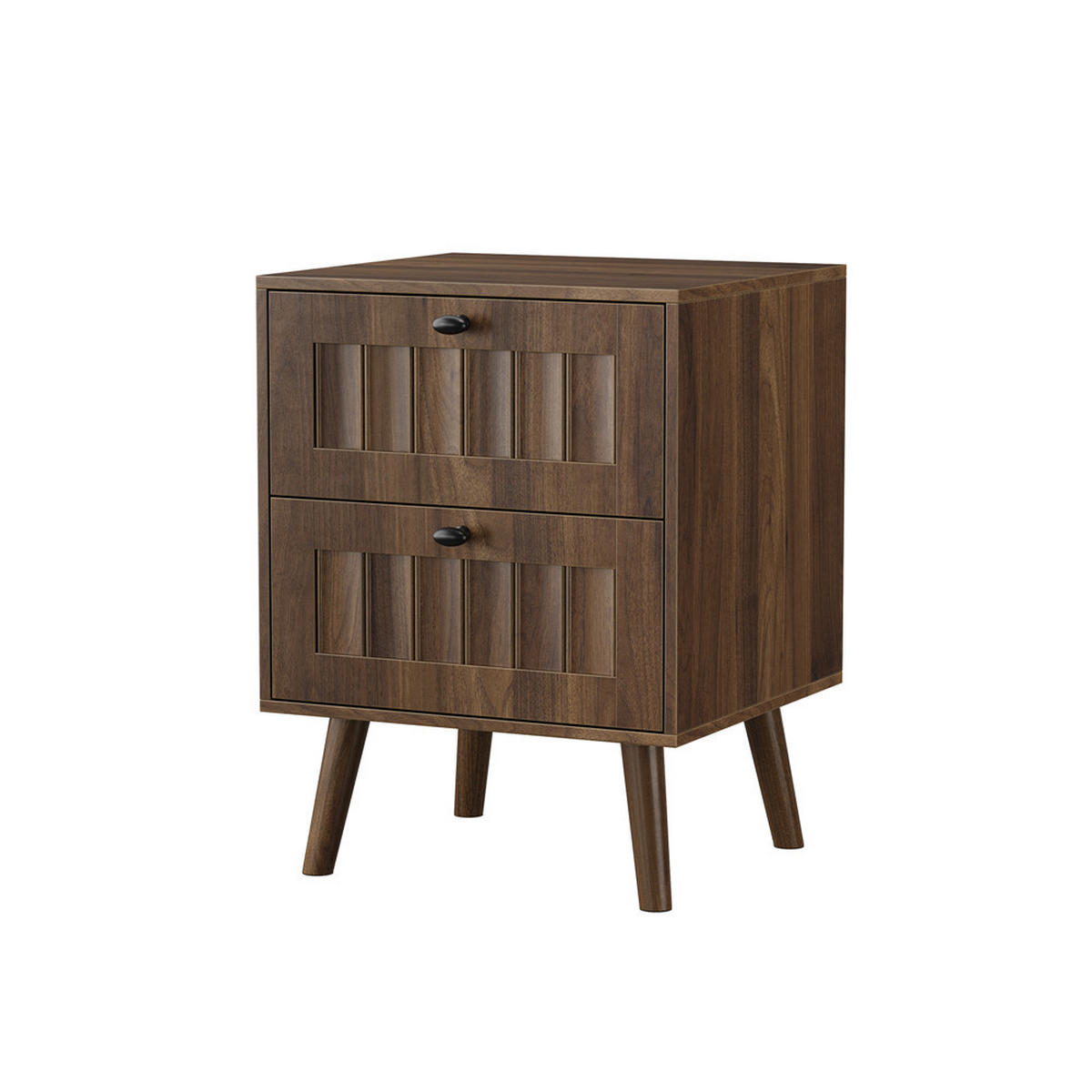 NACHTTISCH Walnuss 43,5/57,5/40 cm mit 2 Schubladen Massivholzbeine - Walnussfarben, Holz (43.5/57.5/40cm) - Kaket