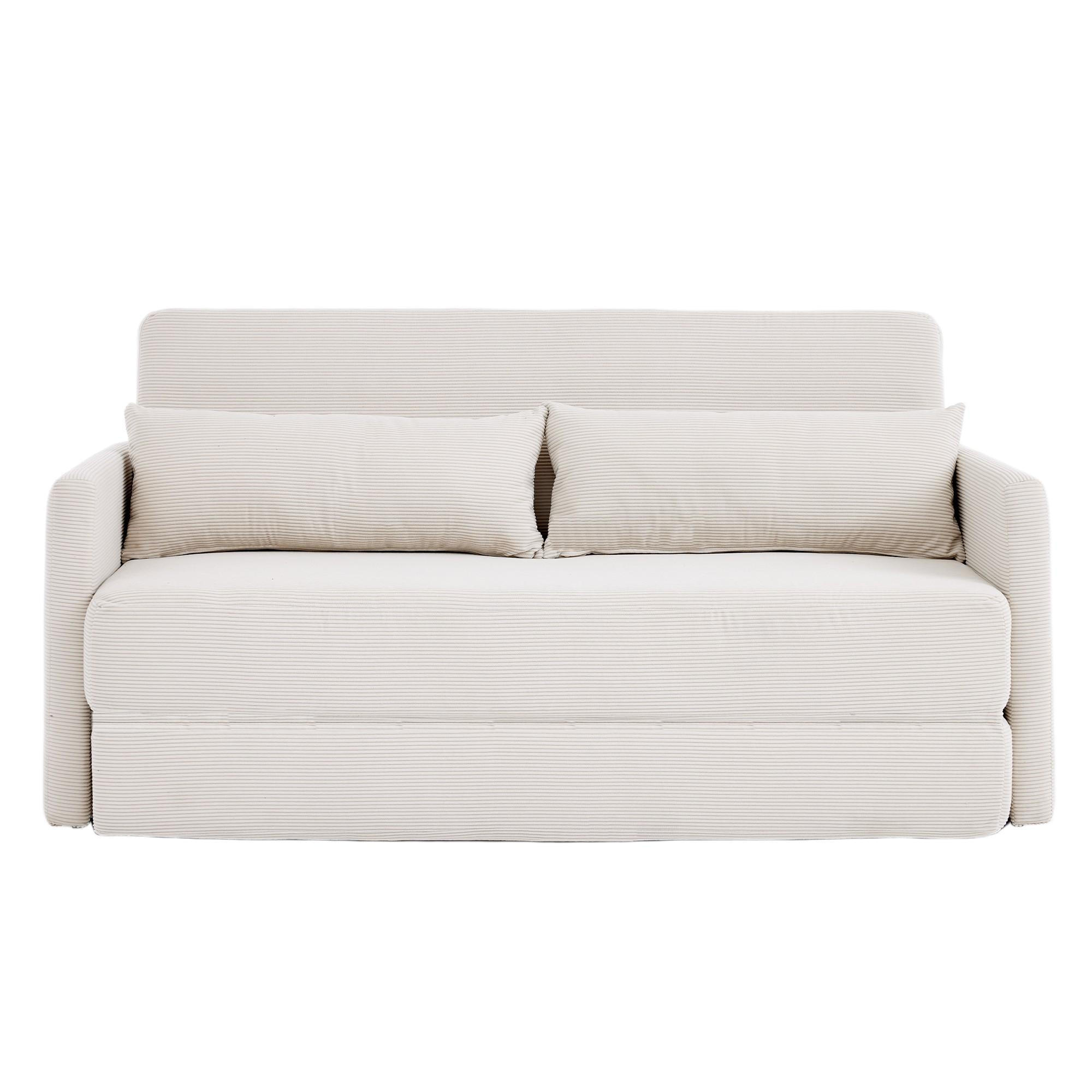 SCHLAFSOFA 2-Sitzer Sofa mit Schlaffunktion,klappbar,Beige - Beige, Textil (165/82/92cm) - LVHOM