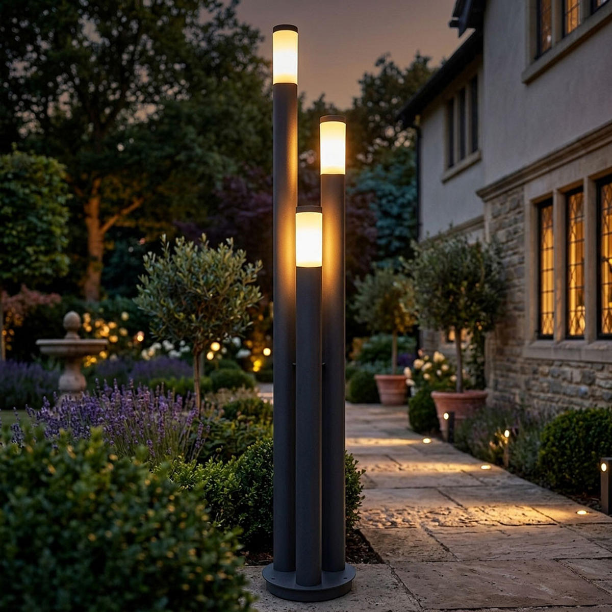 LED AUSSENLEUCHTE BOSTON Edelstahl Anthrazit - Anthrazit, Metall (28/28/170cm) - Globo Lighting