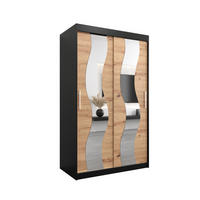 SCHWEBETÜRENSCHRANK 200/120/62 2-türig - Silberfarben/Schwarz, Holz/Kunststoff (120/200/62cm) - Abiks Möbel