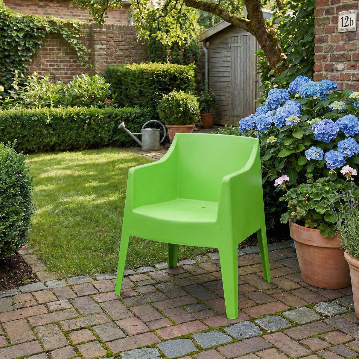 GARTENSTUHL Henri 4er Set 73x57x78cm Kunststoff Grün Stapelstuhl - Grün, Kunststoff (73/78/57cm) - DELUKE