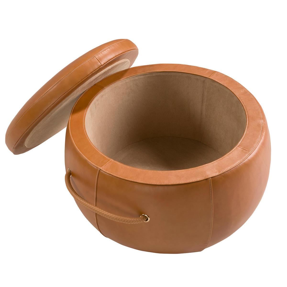 POUF rund Kamel 63/63/47 - Braun, Leder (63/47/63cm) - ANGEL CERDA
