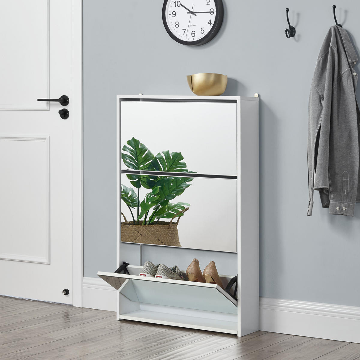 SCHUHKIPPER Lund - Weiß, Holzwerkstoff (17/102.5/63cm) - [en.casa]