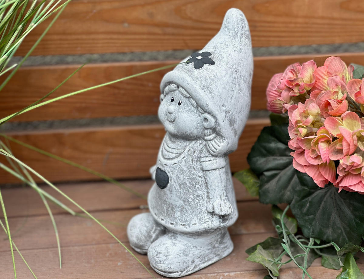 STEINFIGUR 2er Set Wichtel Junge und Mädchen - Grau, Stein (12/26/11cm) - stoneandstyle