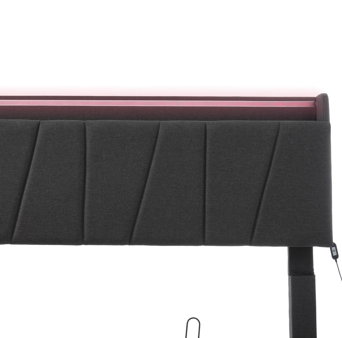 POLSTERBETT aus Leinen 160x200 cm Grau mit Bettkasten, LED-Beleuchtung und USB-Anschlüssen - Grau, Textil (160/200cm) - IVMEU