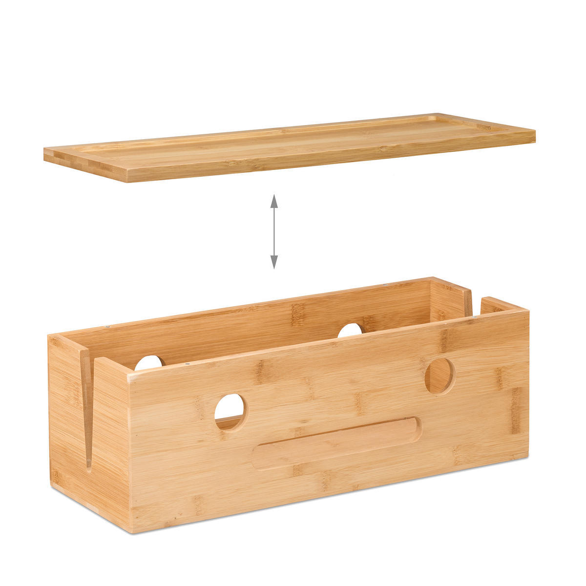 KABELBOX - Hellbraun, Holz (16/42/15.5cm) - Relaxdays
