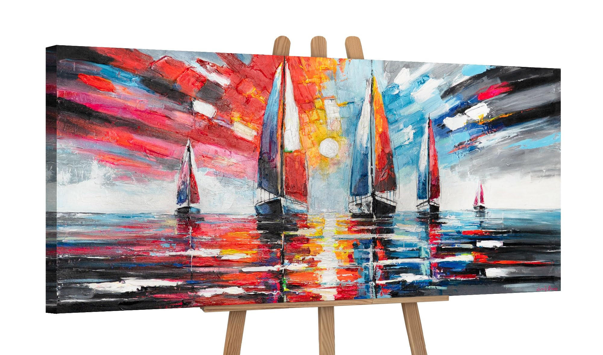 GEMÄLDE Glänzendes Meer auf Keilrahmen 115x50 cm - Multicolor, Holz (115/50cm) - YS-art gallery