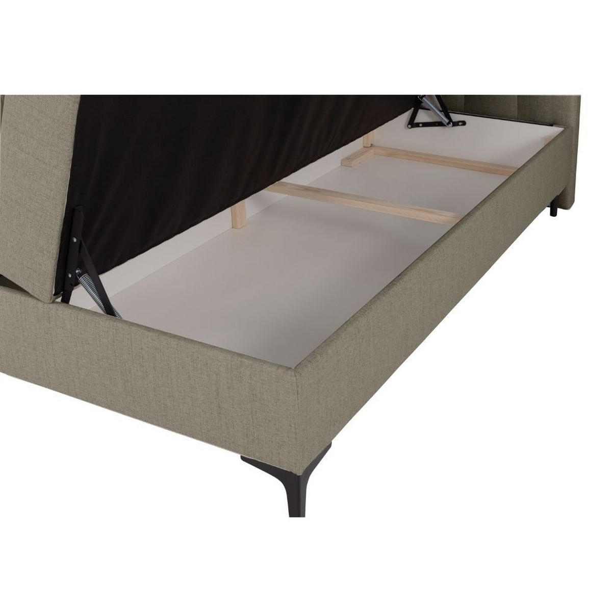 BOXBETT Siena mit Bonnelmatratze und Topper, 140x200, Grau - Schwarz/Grau, Holzwerkstoff/Kunststoff (140/200cm) - AN-Moebel 4u