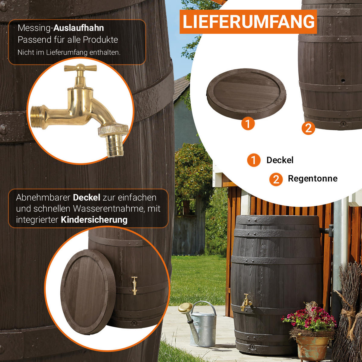 REGENFASS 260 L, braun - Braun, Kunststoff (65/93/65cm) - GARANTIA
