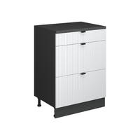 KUHINJSKA OMARA ZA POŠEVNE STREHE R-Line, Belo valovanje, 60 cm brez naklona z 3 predaloma - bela/antracit, leseni material (60/83.8/46cm) - Vicco