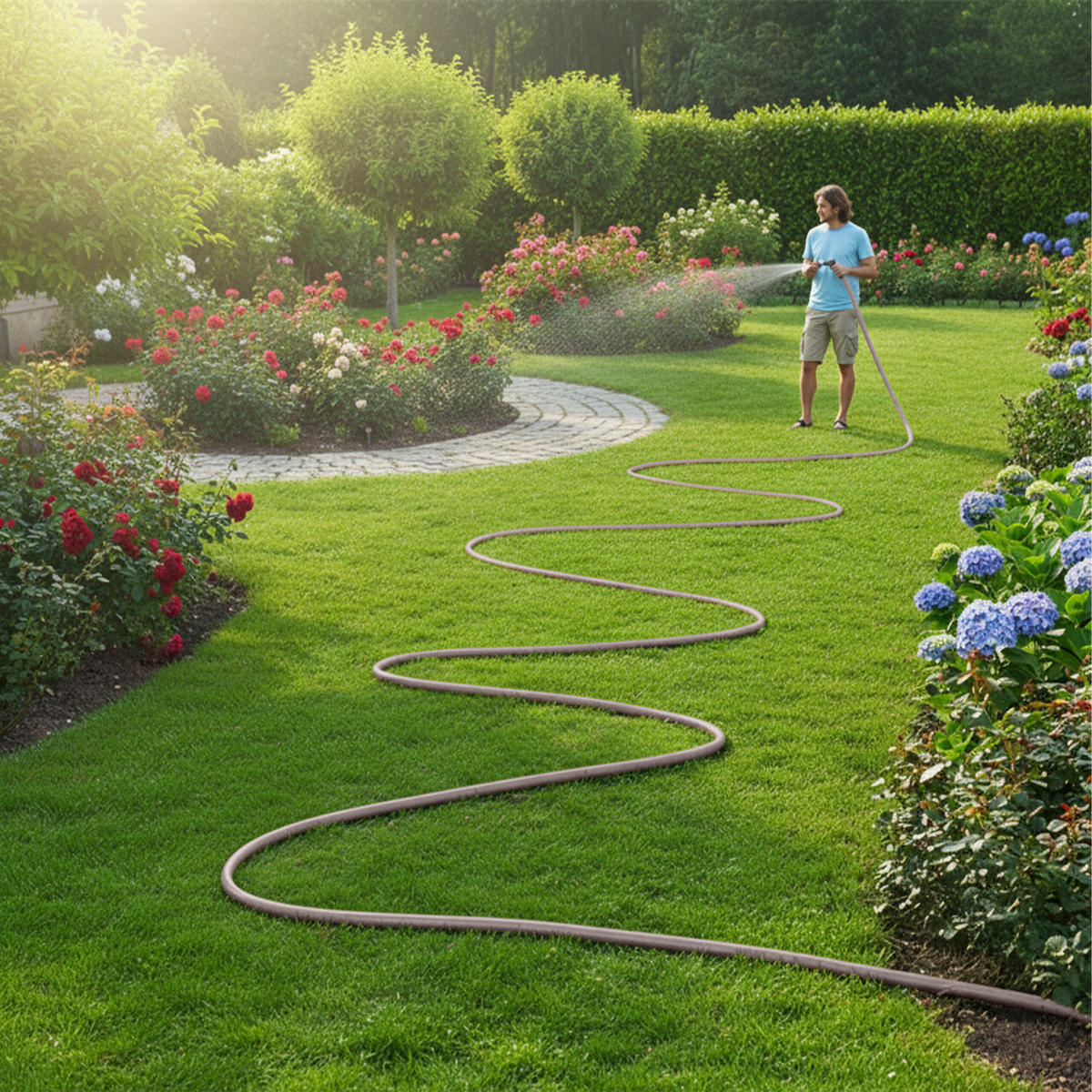 GARTENSCHLAUCH - Beige, Kunststoff (3000cm) - Relaxdays