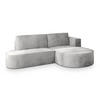 ECKSOFA CORTIO M R-S Hellgrau Velours-Stoff mit Schlaffunktion - Hellgrau, Holz (265/174cm) - MASSENO