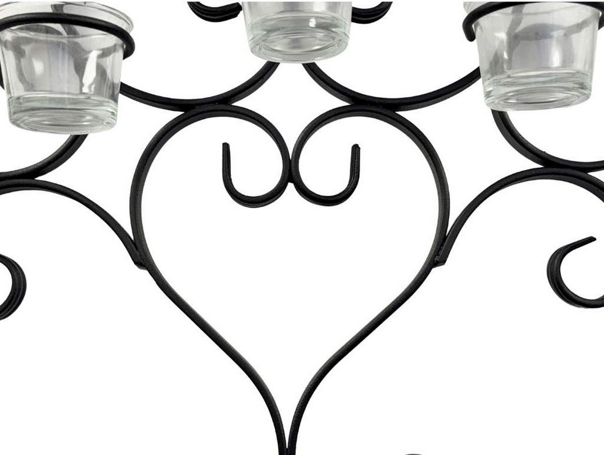 WANDTEELICHHALTER Metall Schwarz Wandkerzenhalter Teelichthalter 63cm - Schwarz, Metall (32cm) - DanDiBo