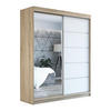 SCHWEBETÜRENSCHRANK 180 CM PIK Farbe: Sonoma / weiß - Braun/Weiß, Holzwerkstoff (180/215/59.5cm) - A&J MöbelLand