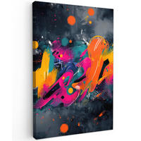 LEINWANDBILD Abstrakt - Graffiti - Farbenfroh - Farbspritzer Deko Groß 90x140 cm - Multicolor, Textil (90/140cm) - MuchoWow