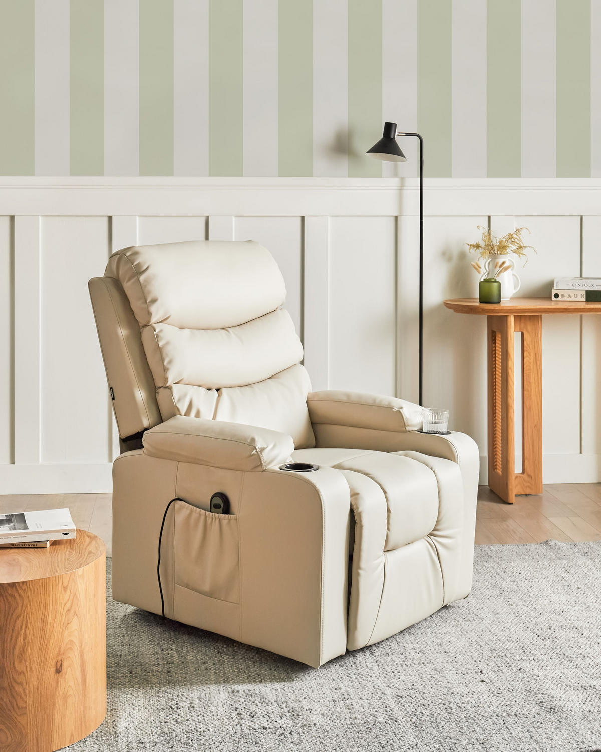 ELEKTRISCHER-FERNSEHSESSEL Kunstleder Beige Eter - Beige, Kunststoff (79/105/91cm) - Beliani