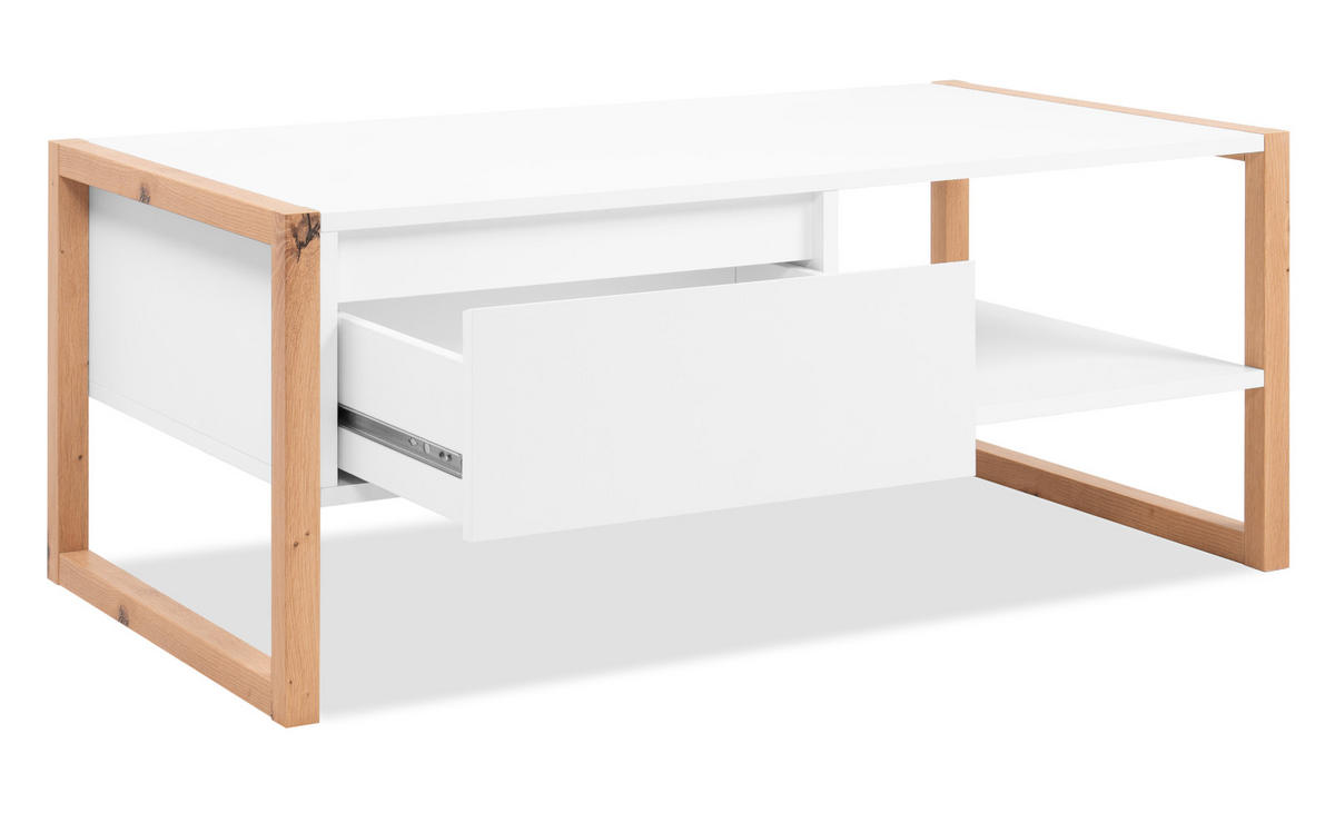 COUCHTISCH weiß, Eiche Artisan 100 cm, Wohnzimmertisch mit Stauraum - Eiche Artisan/Weiß, Holzwerkstoff (55/100/40cm) - Furn.Design