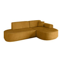 ECKSOFA Ottomane Rechts MARI-L1-v3 - 232x163x81 cm Senfgelb Cord - Gelb/Schwarz, Holzwerkstoff/Kunststoff (232/163cm) - ALTDECOR