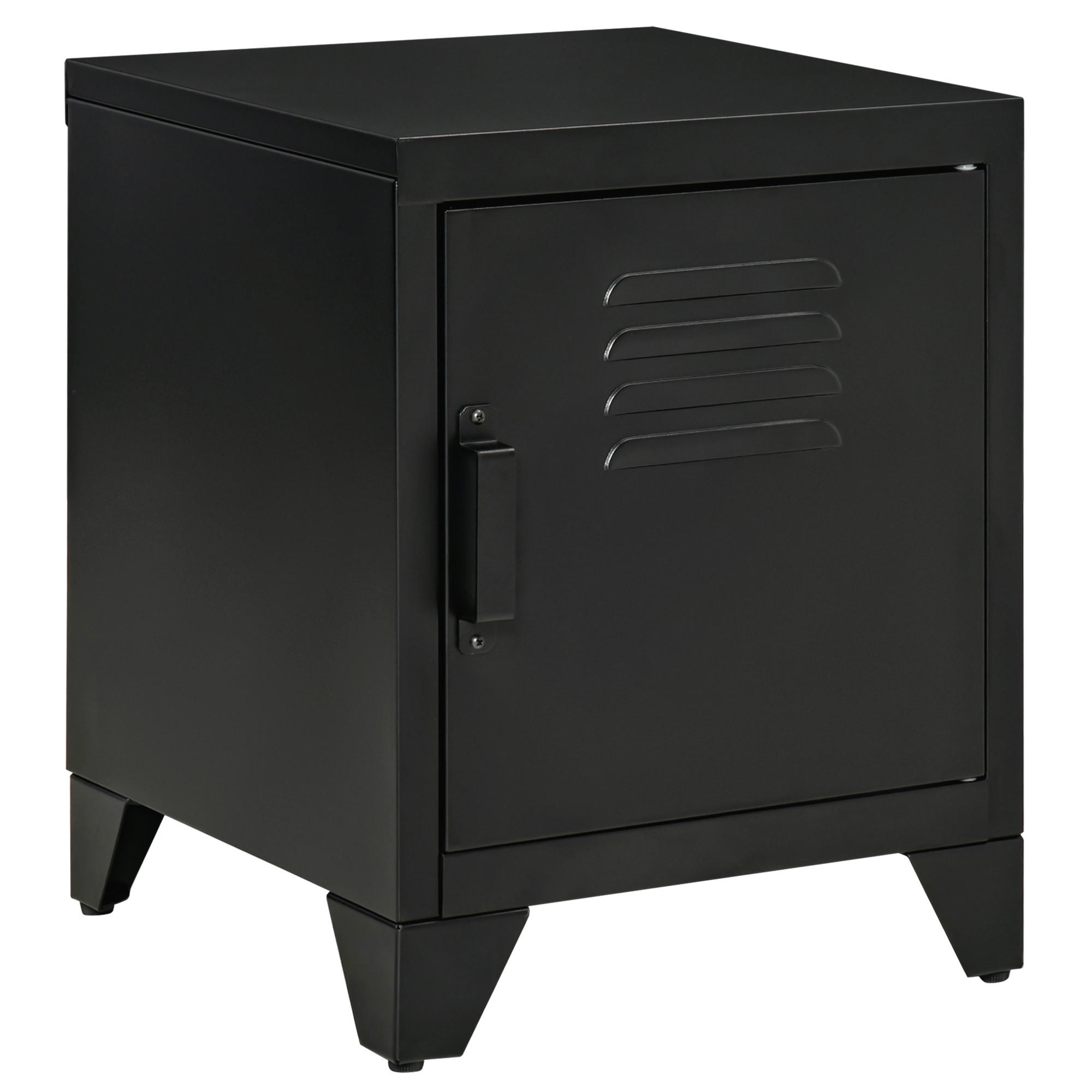 NACHTTISCH, mit verstellbarem Regal, Tür, Metall, Schwarz, 50 x 40 x 47,5 cm - Schwarz, Metall (40/50/40cm) - HOMCOM