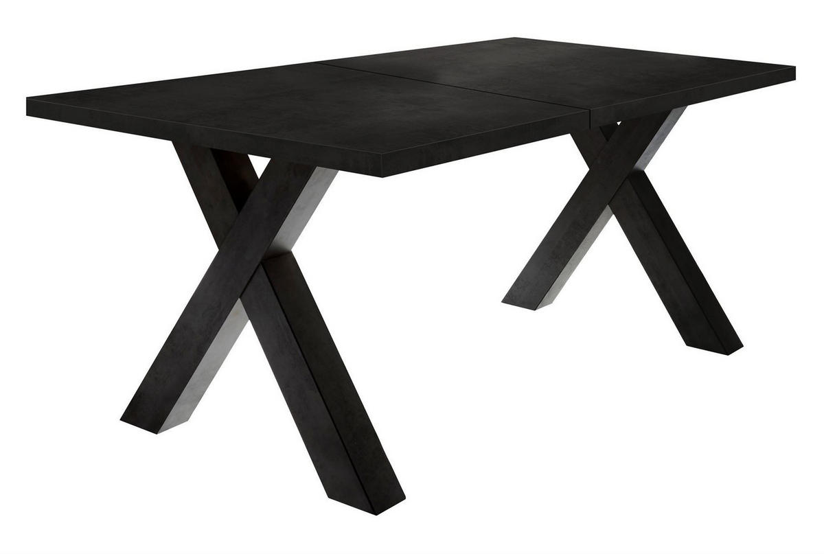 ESSTISCH ausziehbar Eike 7 160 x 90 x 75 Esszimmertisch Schwarzstahl - Schwarz, Holz (160/90/75cm) - 58aufmkessel